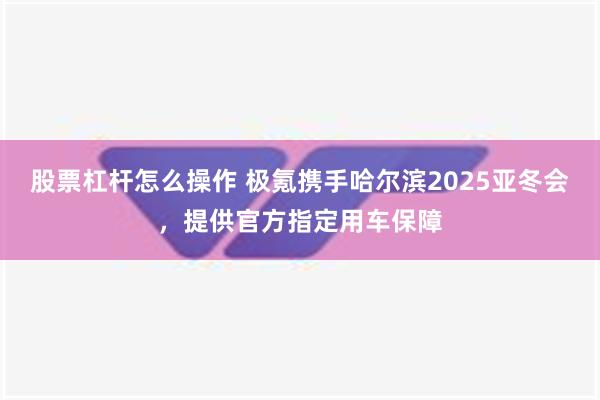 股票杠杆怎么操作 极氪携手哈尔滨2025亚冬会，提供官方指定用车保障